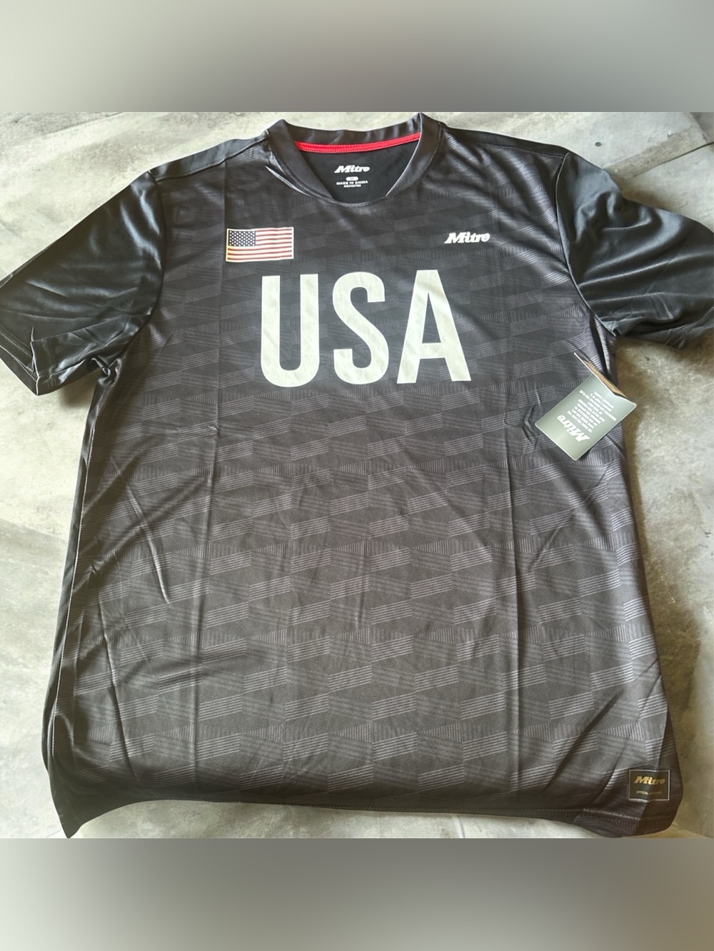 Mitre FIFA USA Black Soccer Jersey with Small Flag Detail NWT SZ M